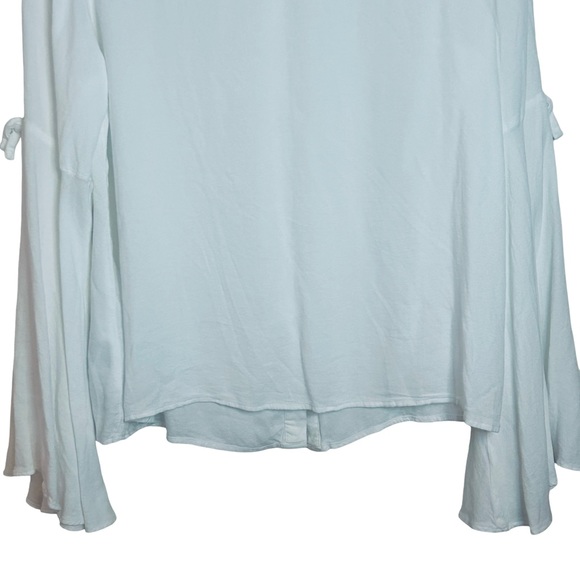 Boho White Open Shoulder Bell Sleeve Button Down Shirt XL - Picture 6 of 8